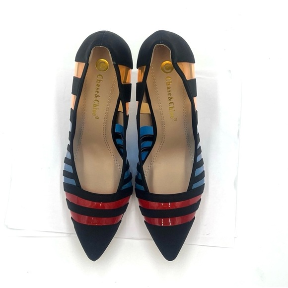 NIB Chase & Chloe Plam Striped Pumps Size 9 - Picture 3 of 11